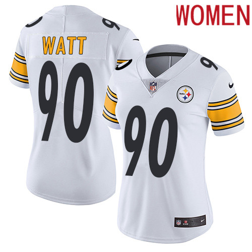 2019 Women Pittsburgh Steelers #90 Watt white Nike Vapor Untouchable Limited NFL Jersey->women nfl jersey->Women Jersey